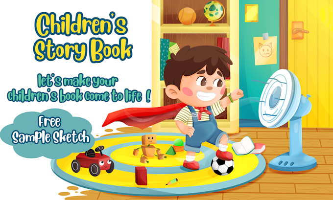 draw colorful children story book illustration and cover