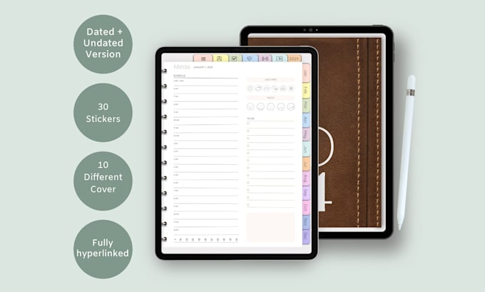 do digital hyperlinked planner, custom digital planner, etsy digital products