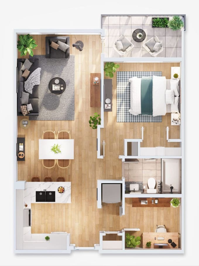 do 2d floor plans rendering in photoshop