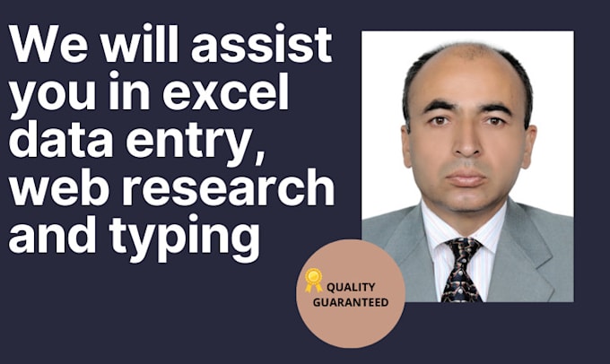 assist in excel data entry, web research and typing