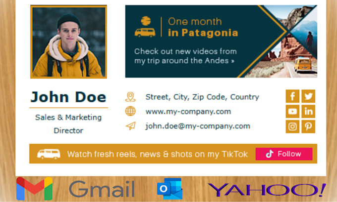 make a clickable HTML email signature for outlook, gmail