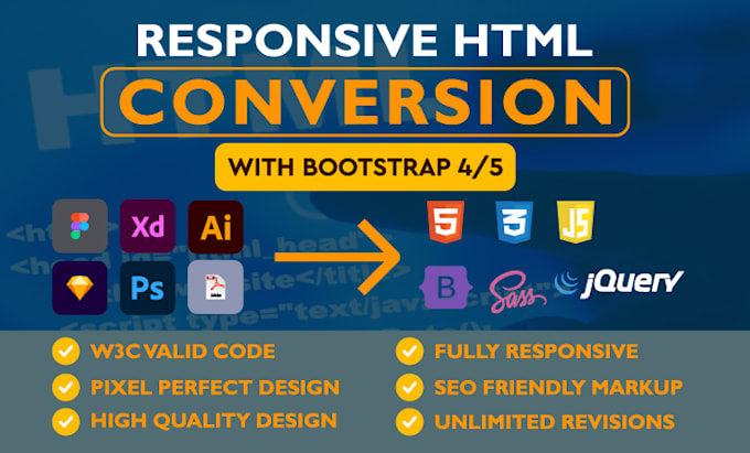 Design modern responsive website with html css and bootstrap by ...