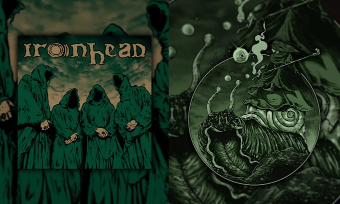 do stoner, psychedelic, metal album cover and merch