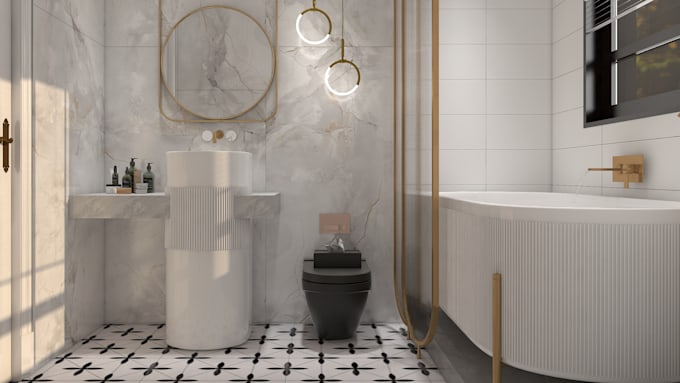 3d bathroom design and render