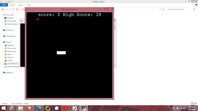 Create a snake game in python with a scoreboard and high score storage ...