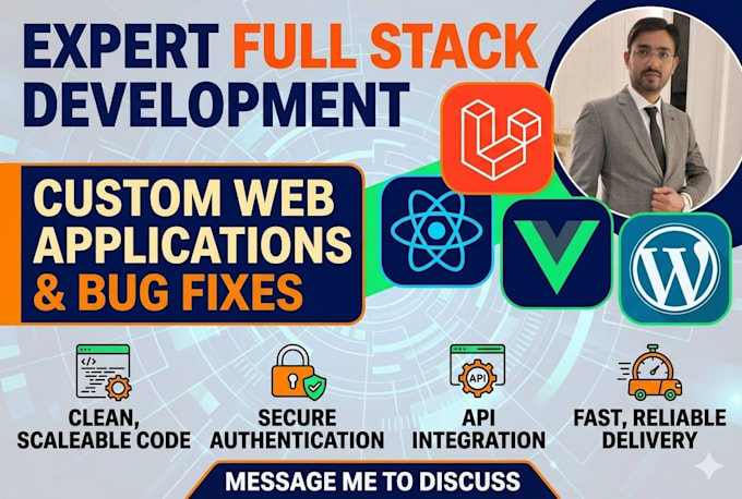 build a custom full stack web application using laravel, react, or vuejs