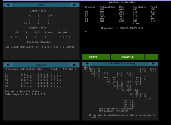 implement scheduling schemes and different algorithms in c, cpp, python etc