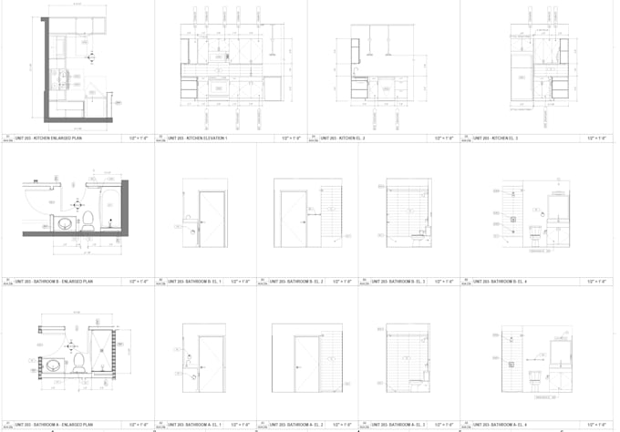 bedroom, kitchen , living room , dinning floor plan and interior elevations