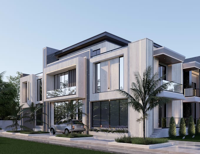design modern house 3d exterior, interior, plan, landscape sketchup revit model