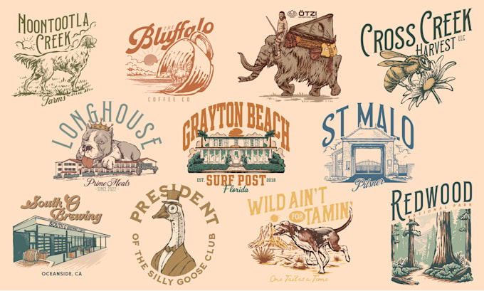 create hand drawn vintage illustration for your brand