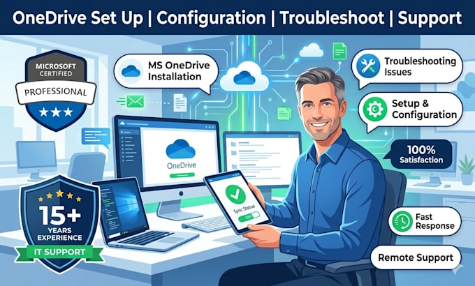 setup,fix and provide microsoft onedrive backup and application support