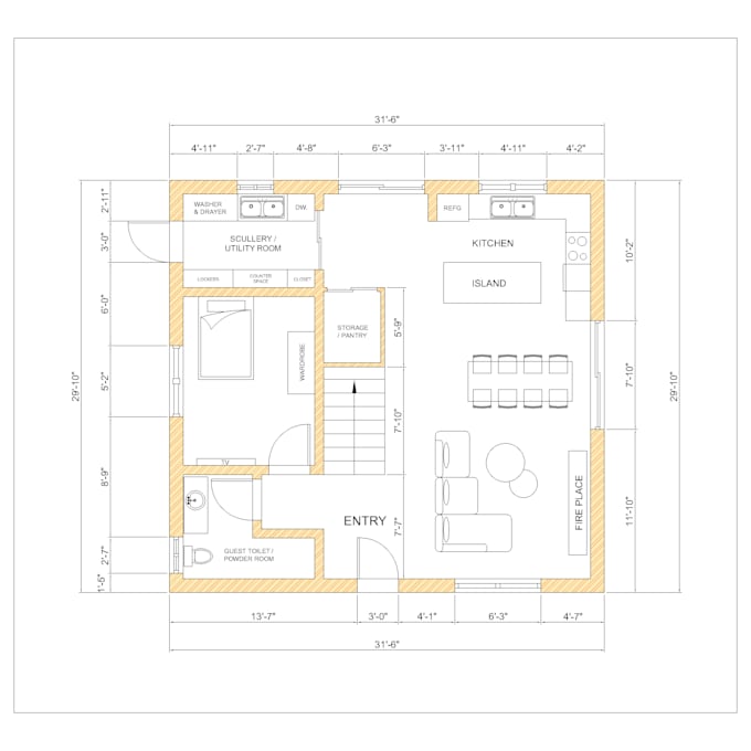 design 2d floor plan in autocad