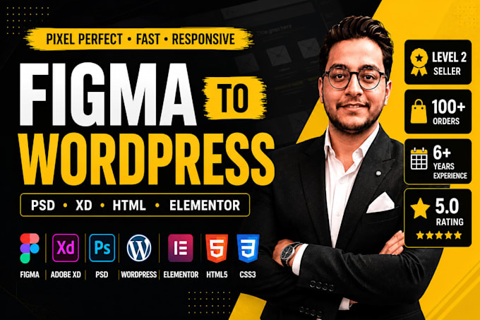 convert figma, PSD, xd to a responsive wordpress or HTML