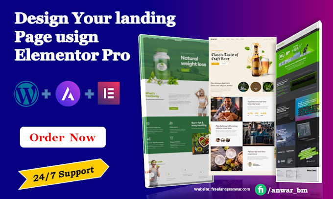 Create responsive landing page with elementor pro by Anwar_bm | Fiverr