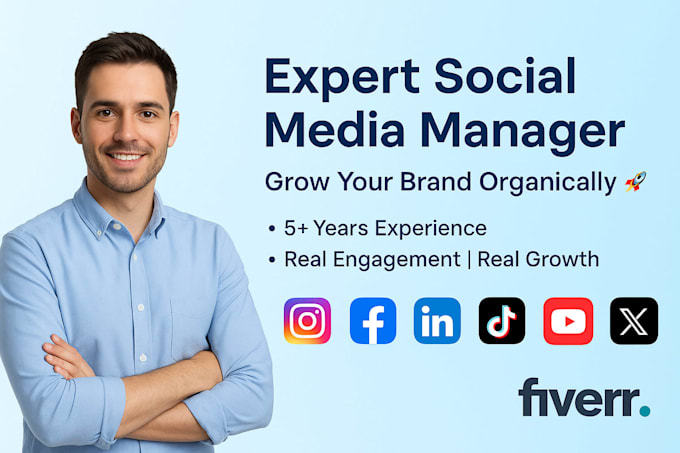 be your social media marketing manager to grow your brand organically