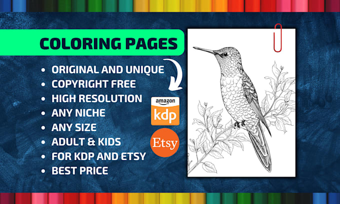 create unique amazon KDP coloring book pages and illustrations