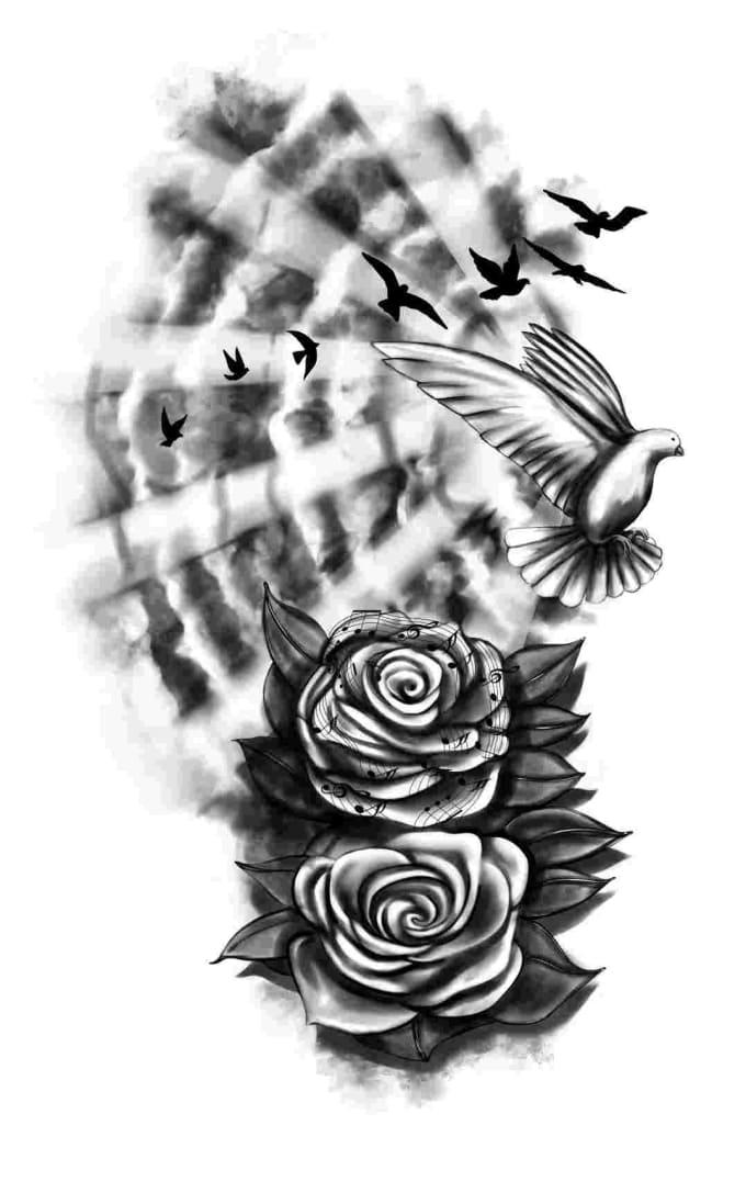 Draw real black and white custom tattoo as designs for you by Amelia359 ...