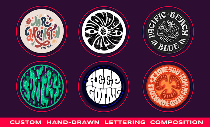 design custom creative circular lettering sticker