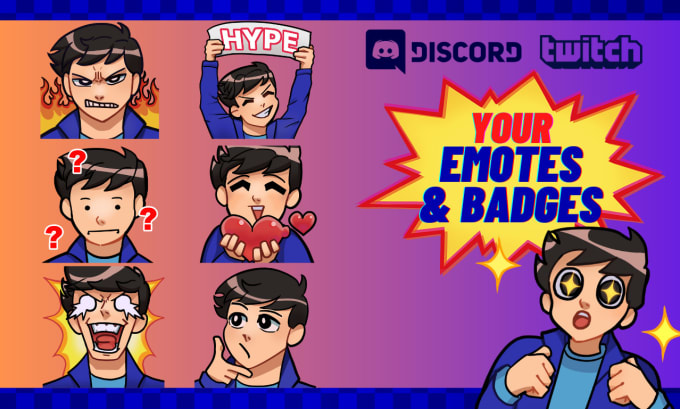 Design your emotes and badges for twitch, discord by Kuvv_stuff | Fiverr