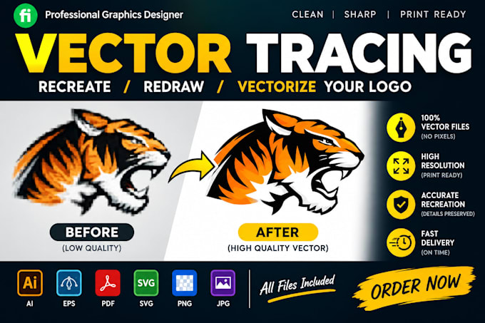 recreate, redraw or redesign your logo in high resolution