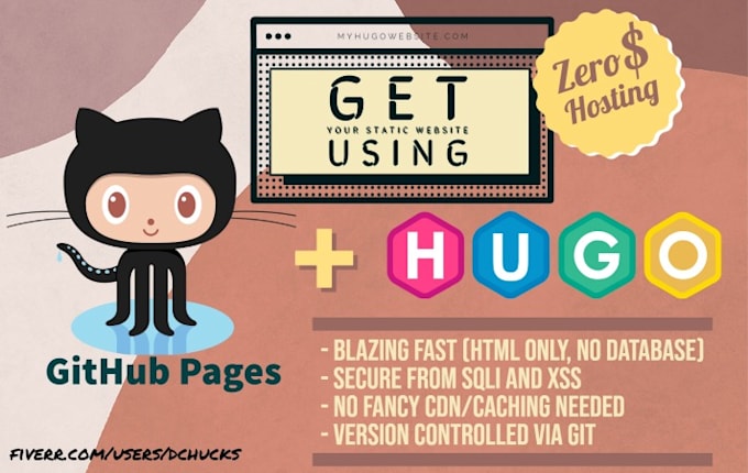 develop a static website using hugo, hosted free on github