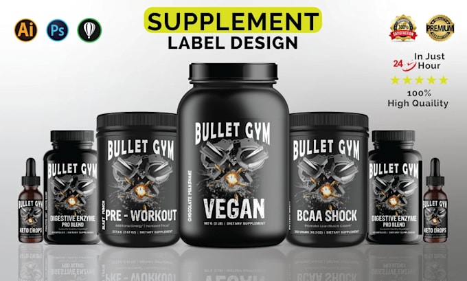 do premium supplement label design, product label packaging