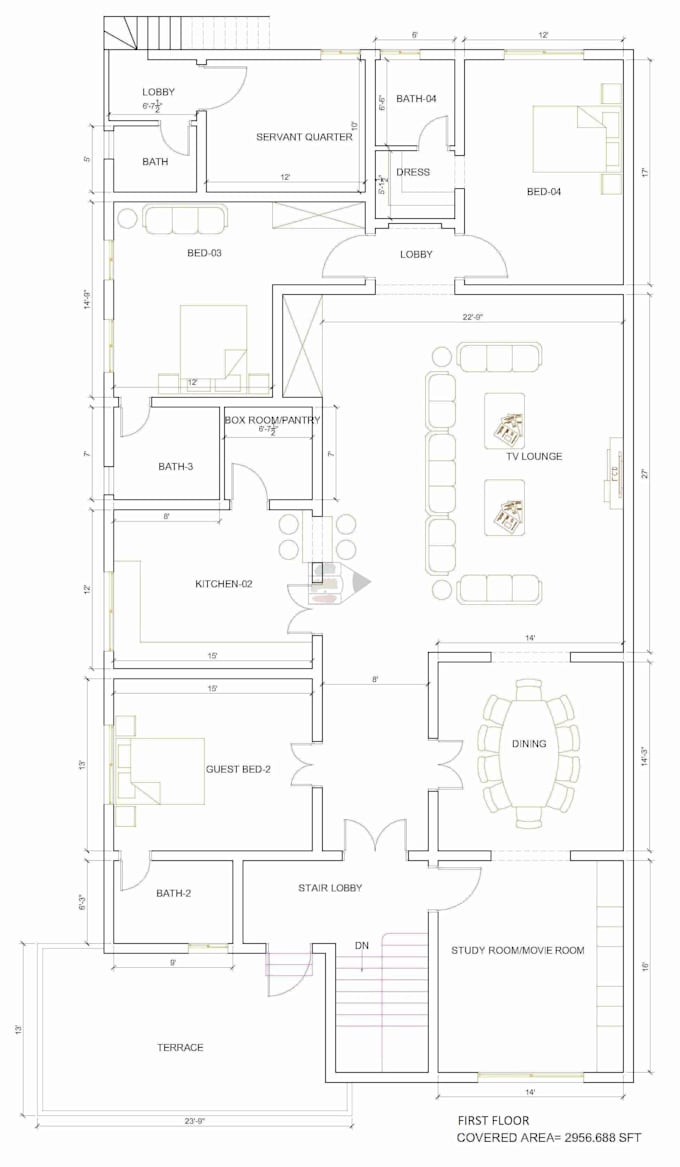 Draw Architectural 2d Floor Plans In Autocad By Muhammadwaqa688 Fiverr