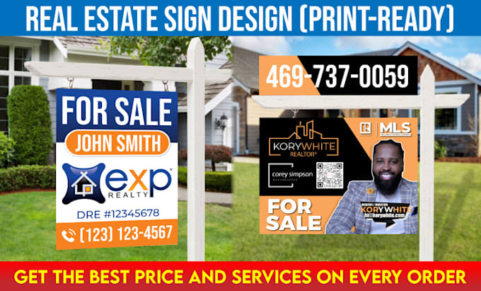 design print ready real estate sign within 5 hours