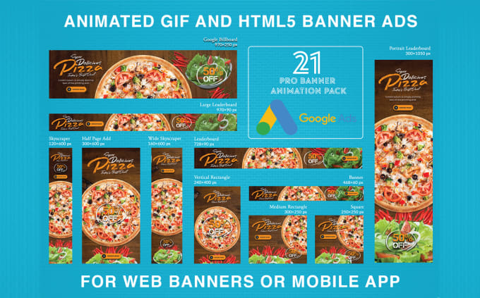 design HTML5 banner ads for google ads, adform, etc