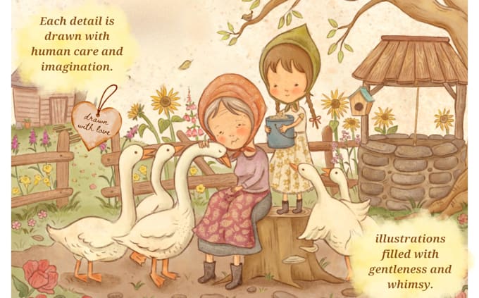 draw warm and gentle children storybook illustrations for you
