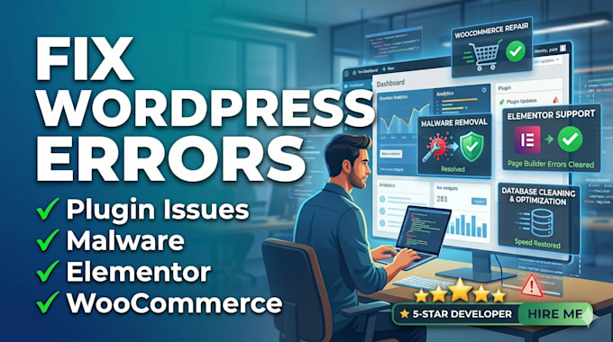 fix wordpress errors, bugs, plugin conflicts and malware