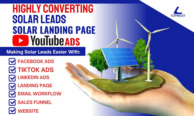 generate exclusive solar leads solar landing page via facebook ads tiktok ads