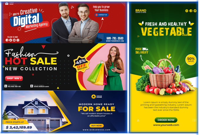 do professional website banner, header, web ads, or slider