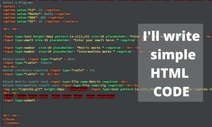 Write simple and clean html code by Zobiasameen_ | Fiverr