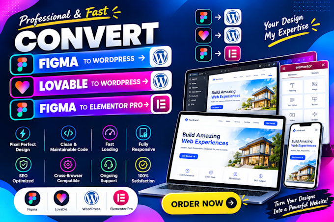 convert figma to wordpress, lovable to wordpress, figma to elementor pro