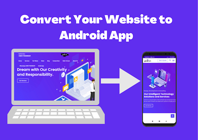 convert your website to android app using webview