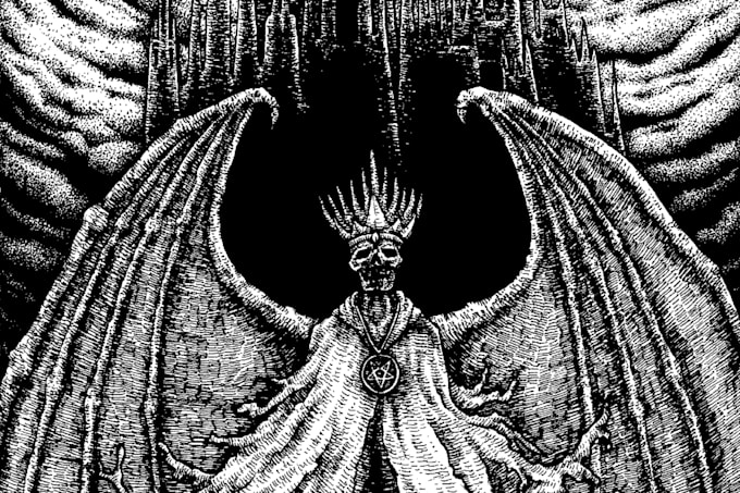 draw black metal horror dark artwork for band or clothing