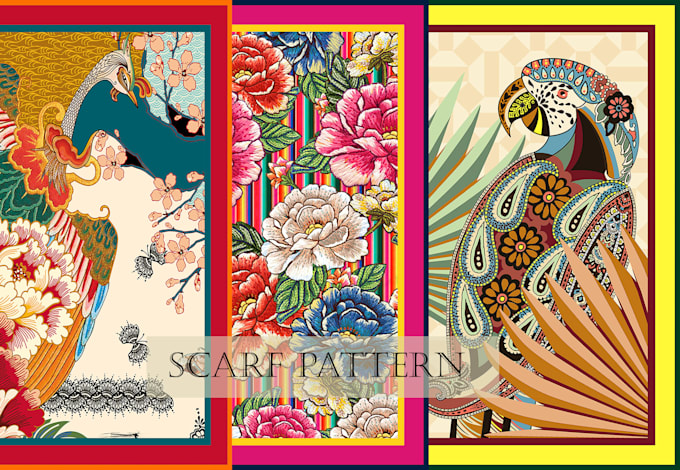 create silk scarves shawl pattern design for textile and prints