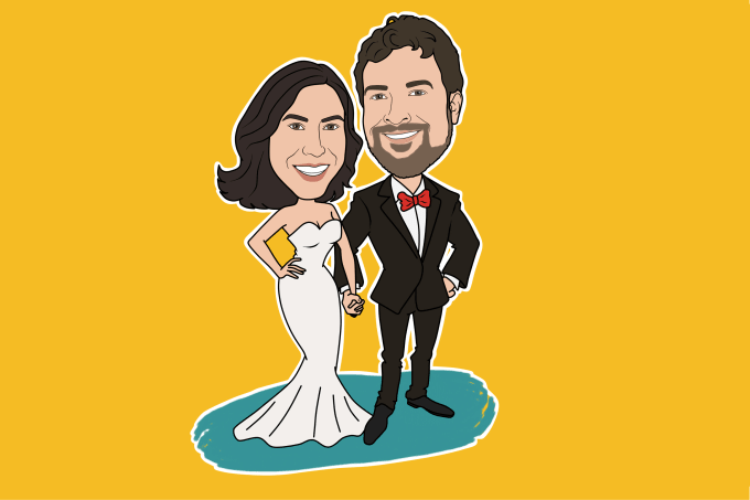 Draw funny couple and wedding portrait caricatures by Ngoclam | Fiverr