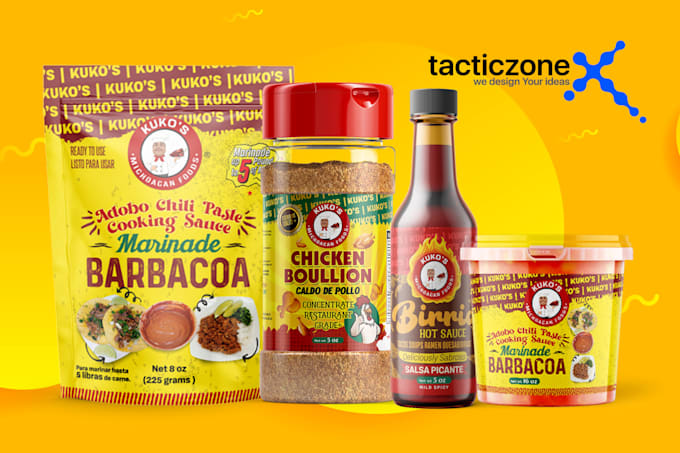 design sauce labels, jar labels, food pouch packaging or any product label