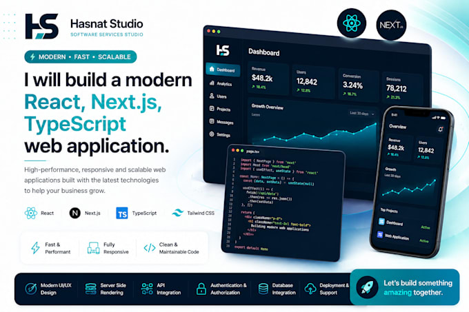 build a modern react, next js, typescript web application