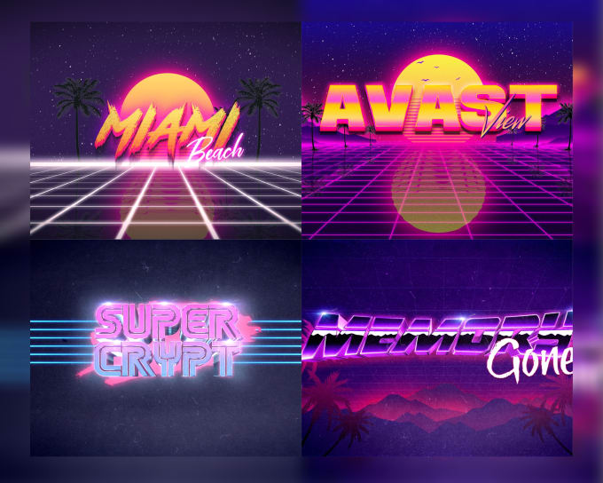 Create a custom retro 80s synthwave logo in chrome with neon style by ...