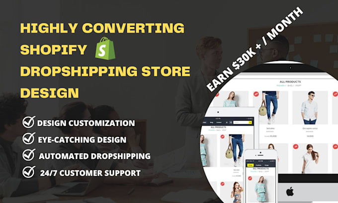 create shopify one product dropshipping store, shopify website