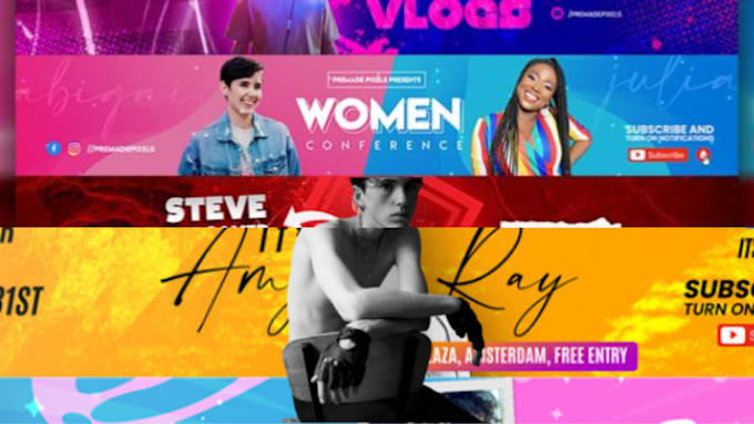 design attractive youtube banner social media professional
