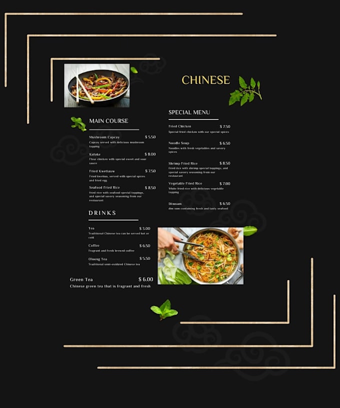 design modern and professional menu design