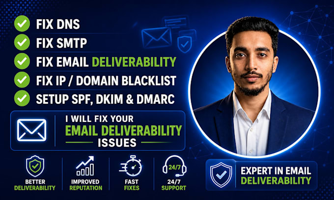 fix dns, email spam, improve email deliverability and remove ip blacklist