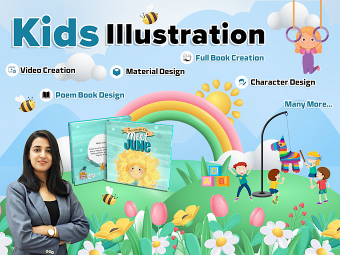 draw cute and colorful childrens story book illustrations