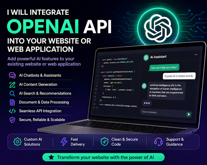 integrate openai API into your website or web application