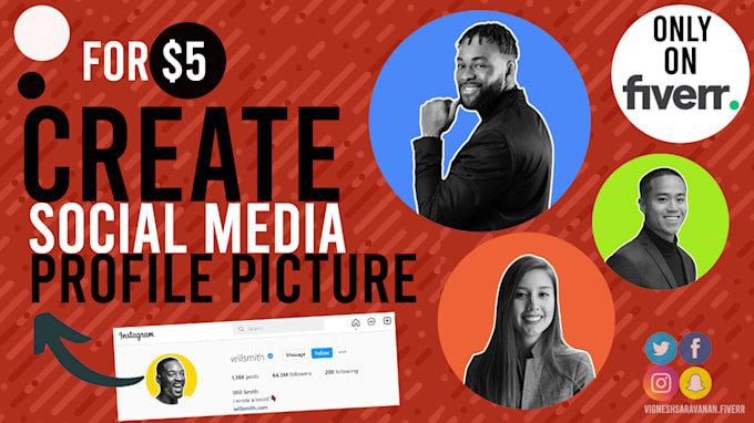 make a profile picture for linkedin, twitter, instagram, fb,tiktok, etc