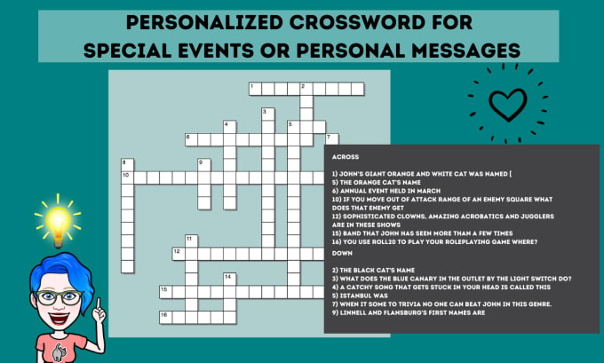 Create a personalized crossword for you for birthdays or special events